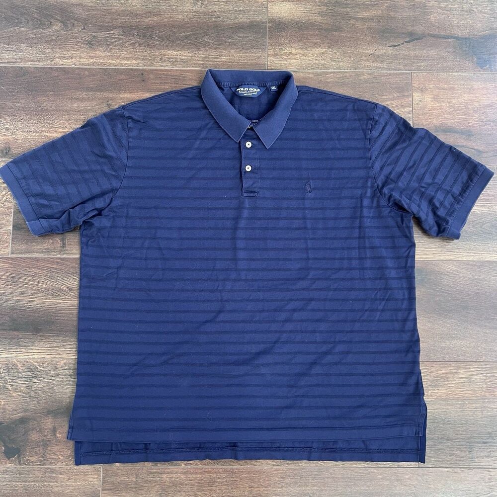 Polo Golf Ralph Lauren Men's XXL Navy Blue Striped Pima Cotton Polo Shirt